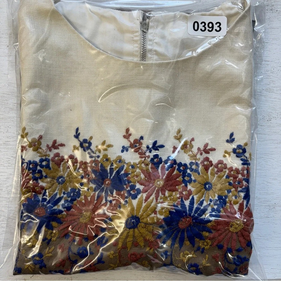 VTG Nelly De Grab Embroidered Midi Pencil Sheath Dress Floral Color Block S - Picture 5 of 5